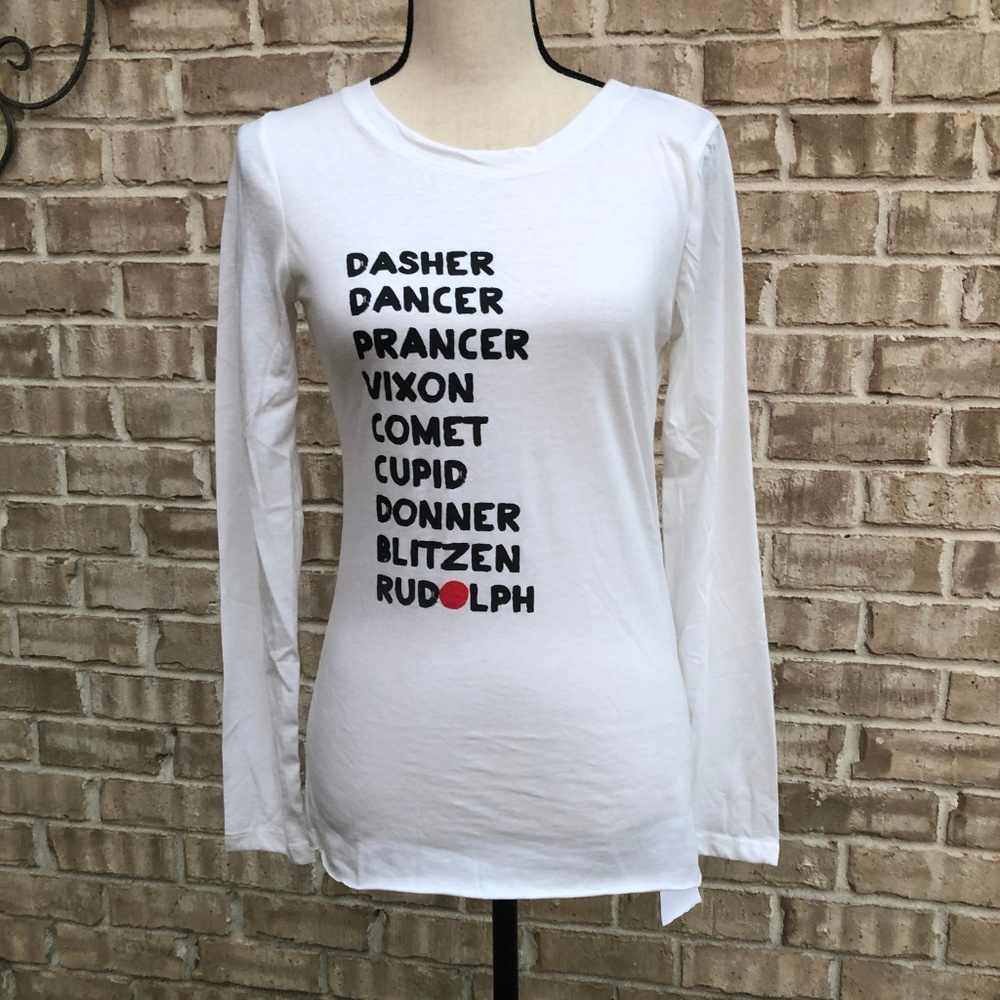 dELiA's Reindeer Name Christmas Tee long sleeve M